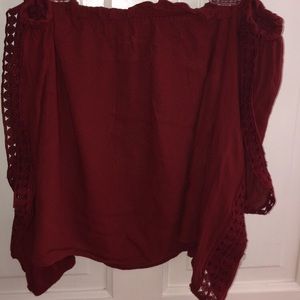 Charolette Russe Red Open Shoulder Long Sleeve